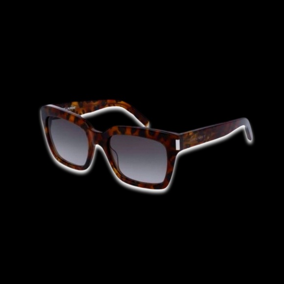 Yves Saint Laurent Black Tortoise Square Lens  Sunglasses leopard print - Picture 1 of 9